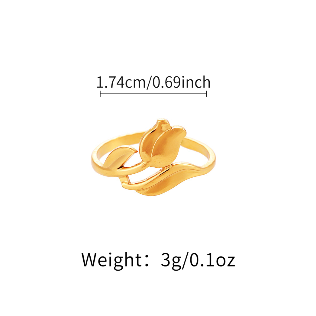 Women's Tulip Shape Open Adjustable Stainless Steel Ring